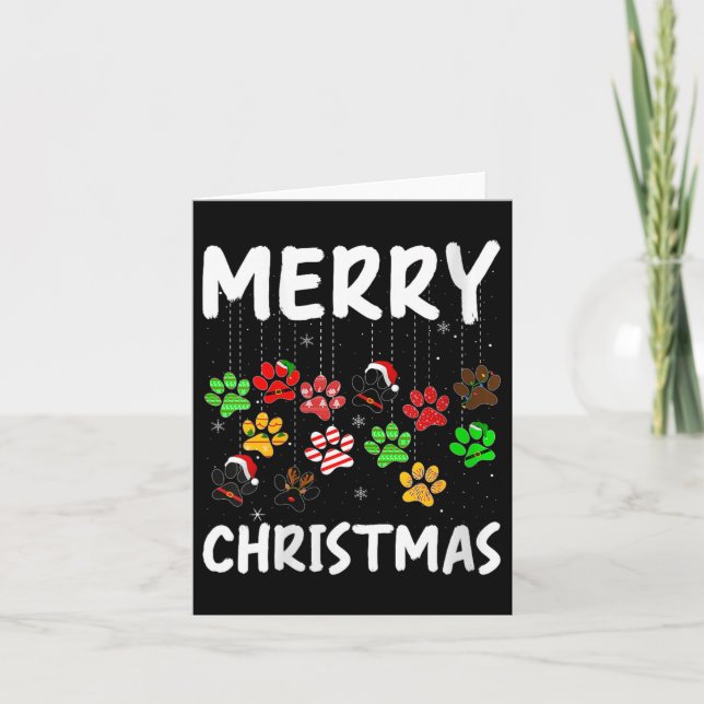 Womens Dog Paw Merry Christmas Pajamas Puppy Dog L Karte (Vorderseite)