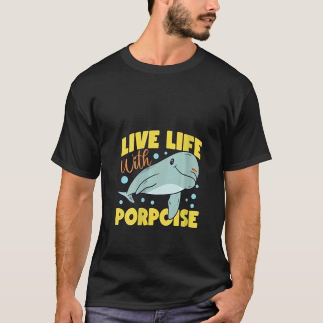 Womens Dolphin Live Life With Porpoise V Neck T-Shirt (Vorderseite)