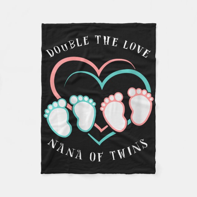 Womens Double The Love New Nana Grandma Of Twins R Fleecedecke (Vorderseite)