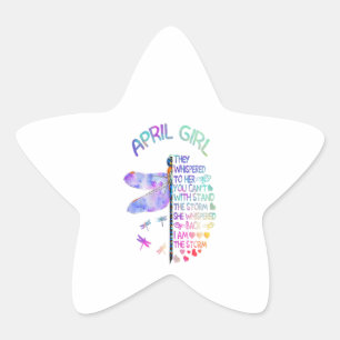 Womens Dragonfly April Girl flüsterte ihr zu Stern-Aufkleber