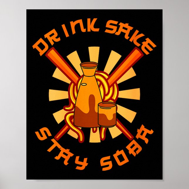 Womens Drink Sake Stay Soba Funny Japanese Foodie  Poster (Vorne)