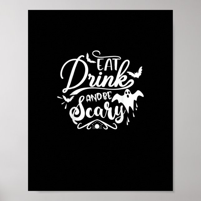 Womens Eat Drink And Be Scary Halloween Modern Poster (Vorne)