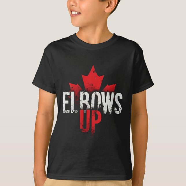 Womens Elbows Up Fans Maple Leaf V-Nacken T-Shirt (Vorderseite)