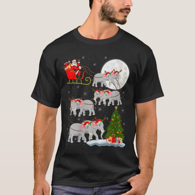 Womens Elephant Santa Sleigh Flying Funny Magical  T-Shirt (Vorderseite)
