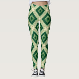 Women's Emerald Green Diamond Geometric Leggings