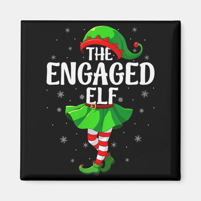 Womens Engaged Elf Christmas Girls Women Elf Squad Magnet (Vorne)