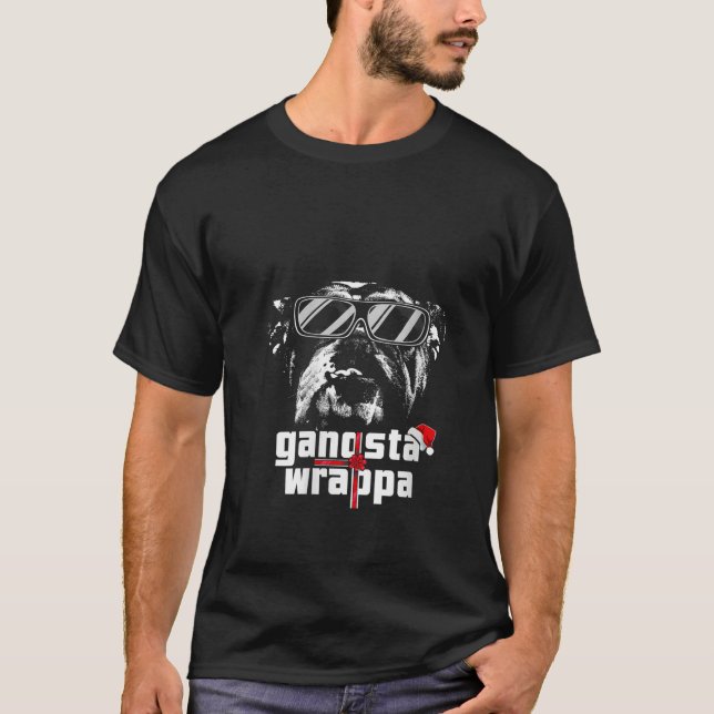 Womens English Bulldog Gangsta Wrapper Funny Chris T-Shirt (Vorderseite)