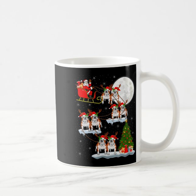 Womens English Bulldog Santa Sleigh Flying Funny M Kaffeetasse (Rechts)