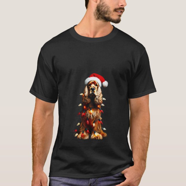 Womens English Cocker Spaniel Santa Hat Christmas  T-Shirt (Vorderseite)