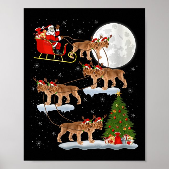 Womens English Er Spaniel Dog Santa Sleigh Flying  Poster (Vorne)