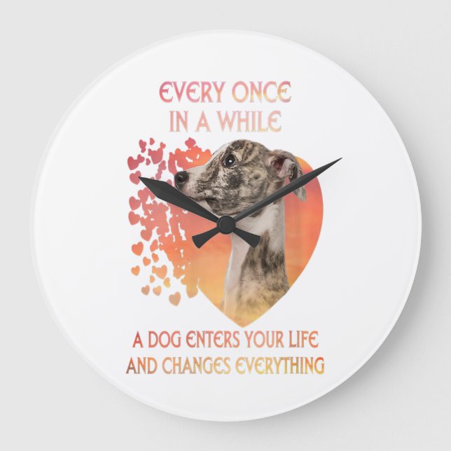 Womens Every Once In A While A Dog Enters Große Wanduhr (Vorderseite)