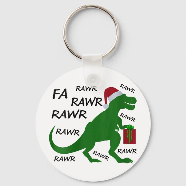 Womens Fa Rawr Dinosaur T-rex Xmas Party Santa T-r Schlüsselanhänger (Vorderseite)