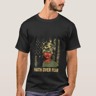 Womens Faith Over Fear Christian Camo African Amer T-Shirt