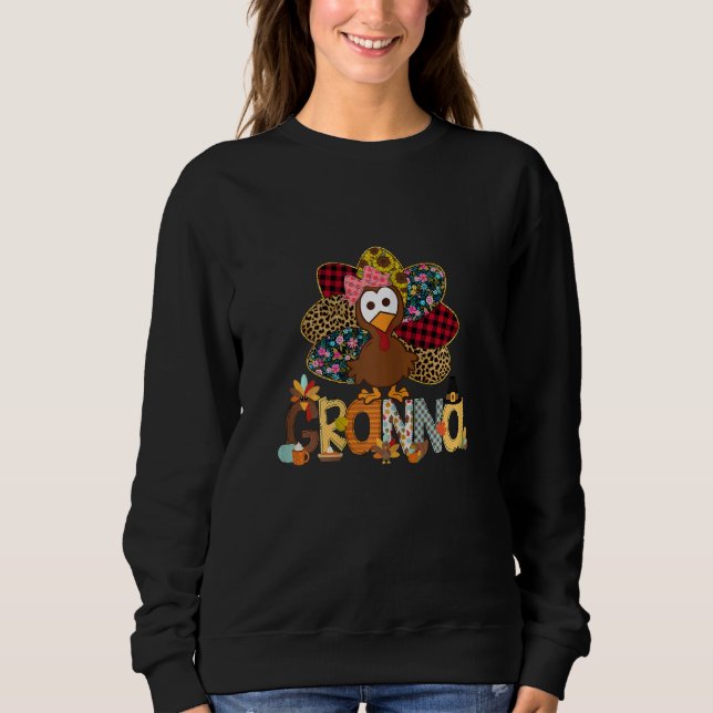 Womens Fall Turkey Granna    Thanksgiving Doodle G Sweatshirt (Vorderseite)