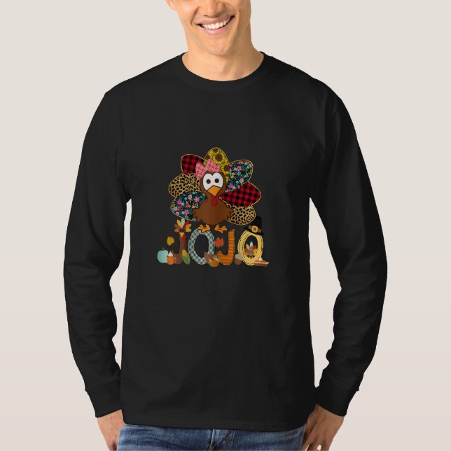 Womens Fall Turkey Jojo    Thanksgiving Doodle Gra T-Shirt (Vorderseite)