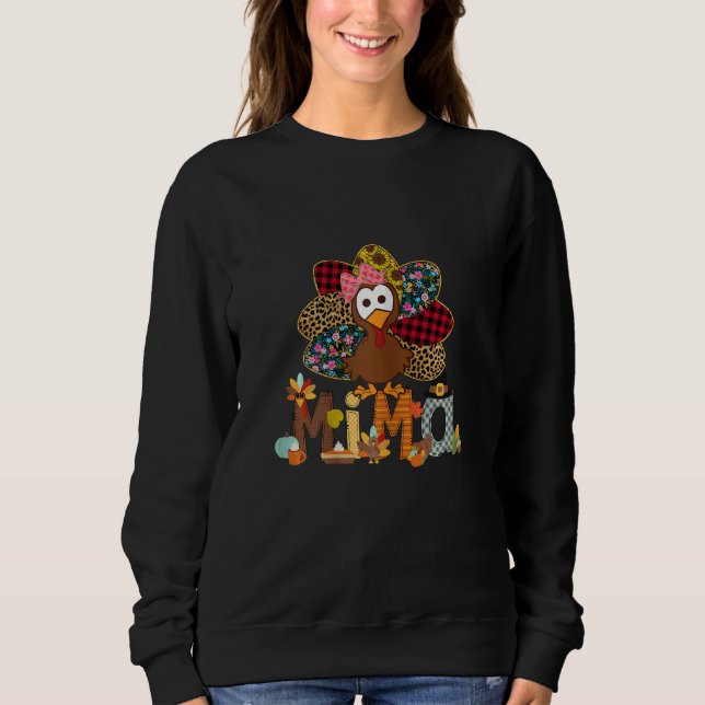 Womens Fall Turkey Mima    Thanksgiving Doodle Gra Sweatshirt (Vorderseite)