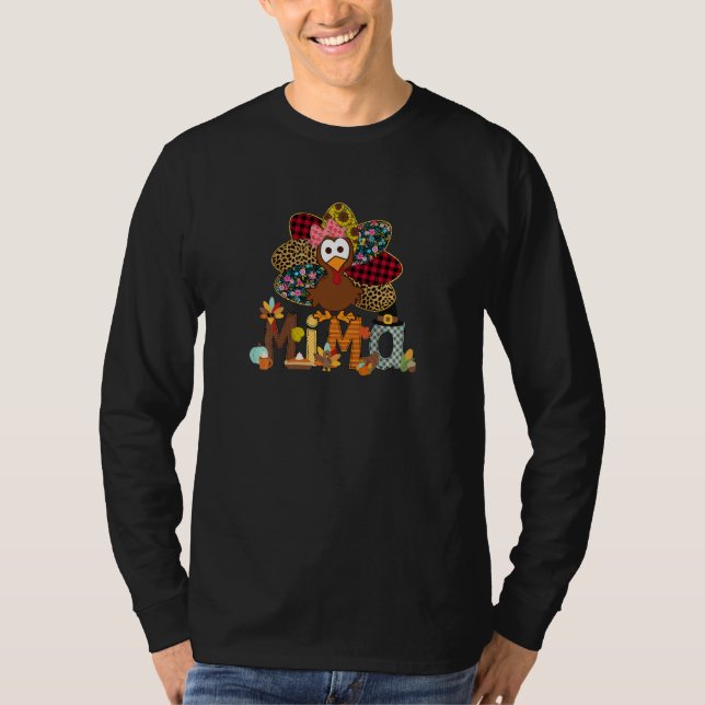 Womens Fall Turkey Mima  Thanksgiving Doodle Grand T-Shirt (Vorderseite)