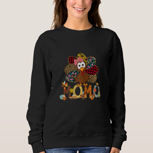 Womens Fall Turkey Momo    Thanksgiving Doodle Gra Sweatshirt (Vorderseite)