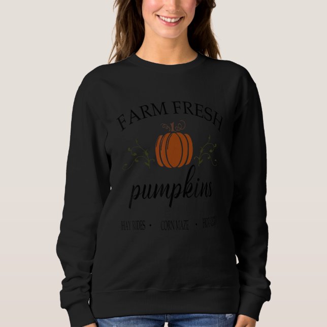 Womens Farm Fresh Pumpkins Autumn Fall Thanksgivin Sweatshirt (Vorderseite)