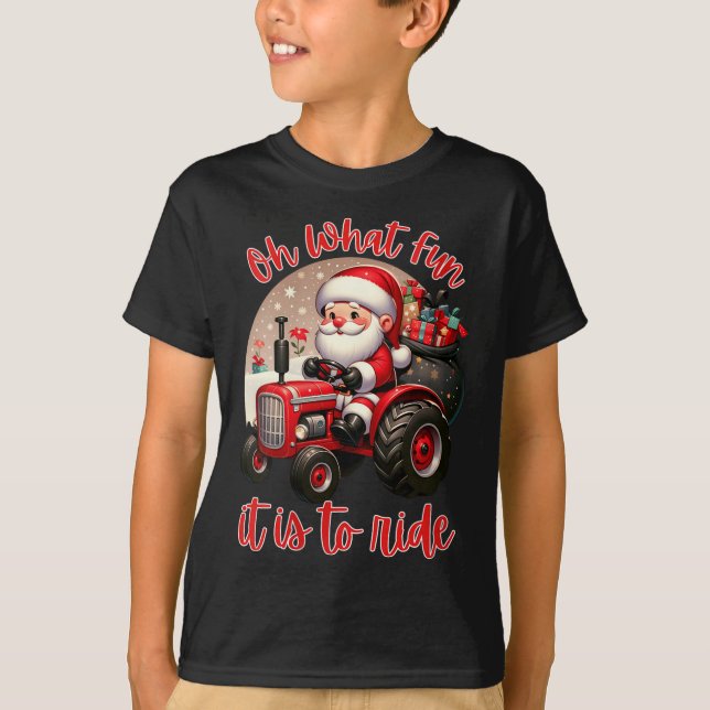 Womens Farm Truck Oh What Fun It Is To Ride Santa  T-Shirt (Vorderseite)