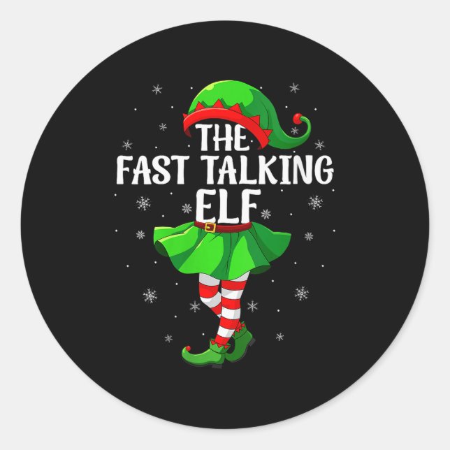 Womens Fast Talking Elf Christmas Girls Women Elf  Runder Aufkleber (Vorderseite)