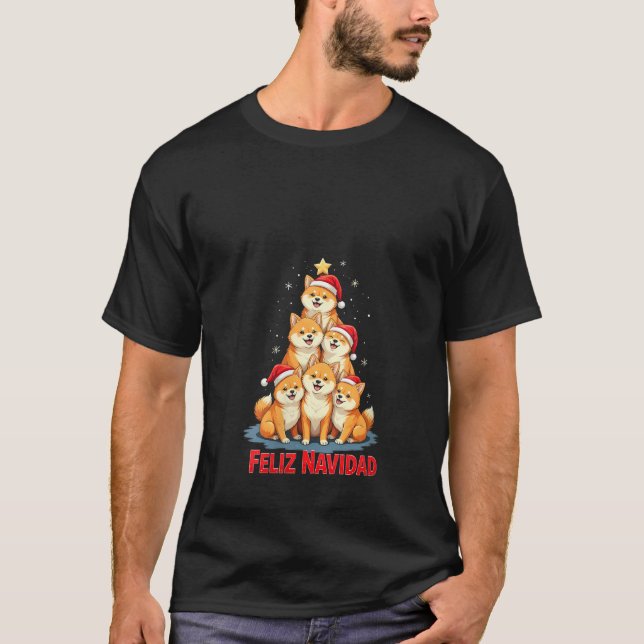 Womens Feliz Navidad Xmas Dog Shiba Inu Lover Chri T-Shirt (Vorderseite)