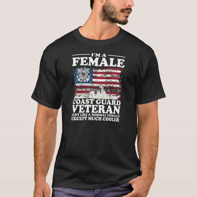 Womens Female Coast Guard Veteran American Flag Mi T-Shirt (Vorderseite)