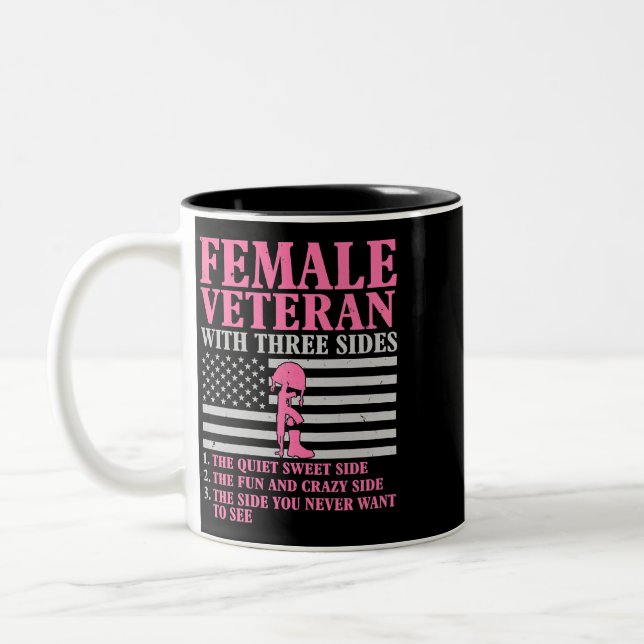 Womens Female Veteran with Three Sides Women Veter Zweifarbige Tasse (Links)
