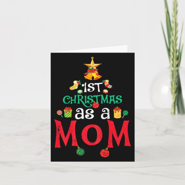 Womens First Christmas As A Mom Funny Xmas New Mom Karte (Vorderseite)