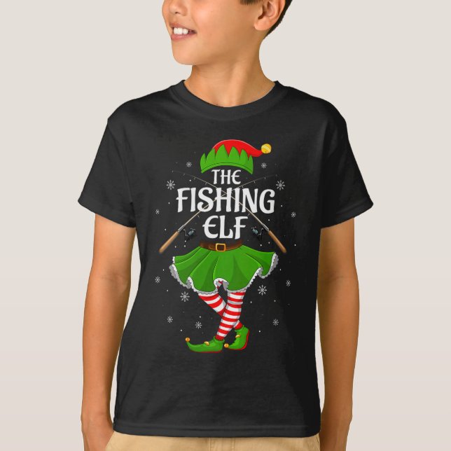 Womens Fishing Elf Christmas Family Girls Women El T-Shirt (Vorderseite)