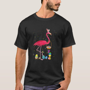 Womens Flamingo Bunny Egg Jagen farbenfrohe Eipfel T-Shirt