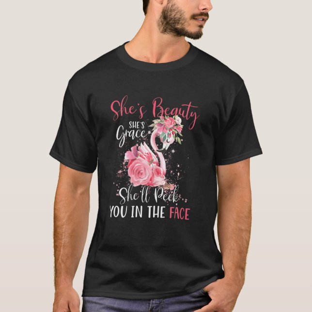 Womens Flamingo Shes Beauty Shes Grace Shell Punch T-Shirt (Vorderseite)