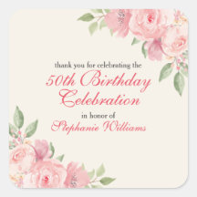 Women's Floral Elegant Rose 50th Birthday Party