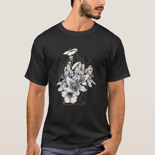 Womens Flower of Life Mandala with Yoga Tattoo Hen T-Shirt (Vorderseite)