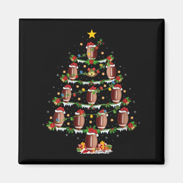Womens Football Christmas Tree Lights Srts Player  Magnet (Vorne)