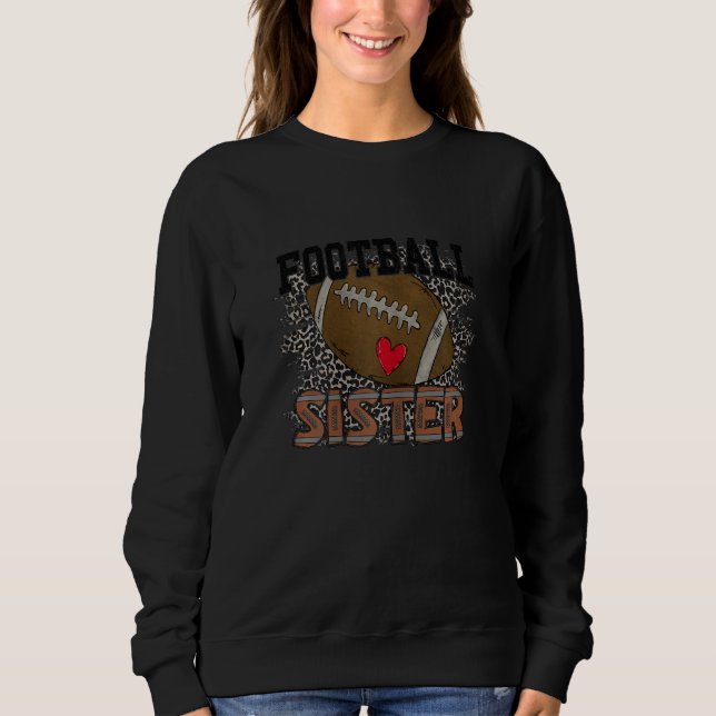 Womens Football Sister with Leopard Background Pri Sweatshirt (Vorderseite)