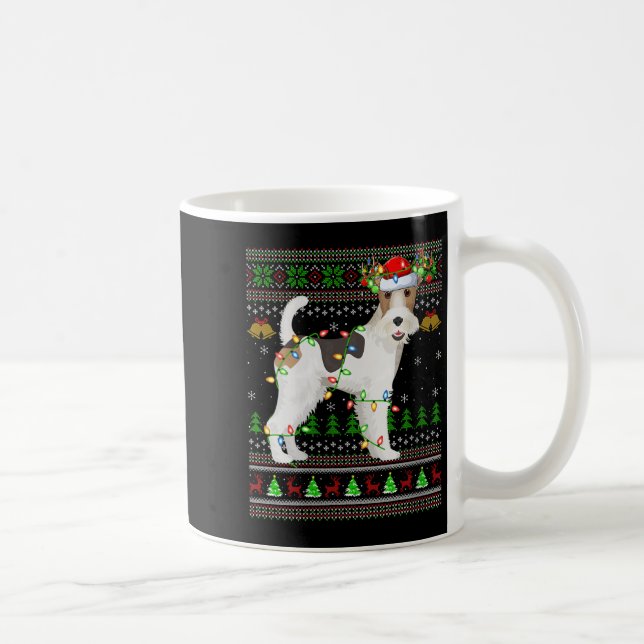 Womens Fox Terrier Dog Ugly Christmas Sweaters Hol Kaffeetasse (Rechts)