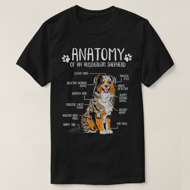 Womens Funny Anatomy Australian Shepherd Dog Lover T-Shirt (Design vorne)