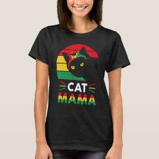 Womens Funny Cat Mama Black History Month Women Mo T-Shirt