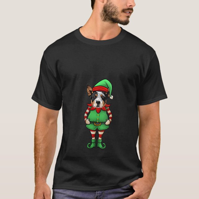 Womens Funny Christmas Elf Australian Cattle Dog B T-Shirt (Vorderseite)