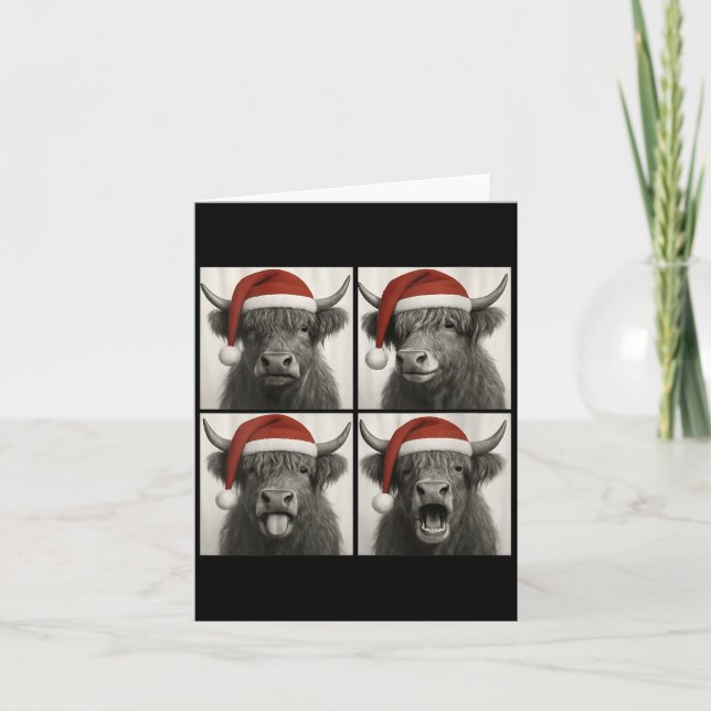 Womens Funny Christmas Highland Cow Santa Photo Bo Karte (Vorderseite)