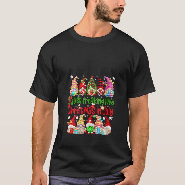 Womens Funny Christmas Summer Beach Gnomes I Love  T-Shirt (Vorderseite)