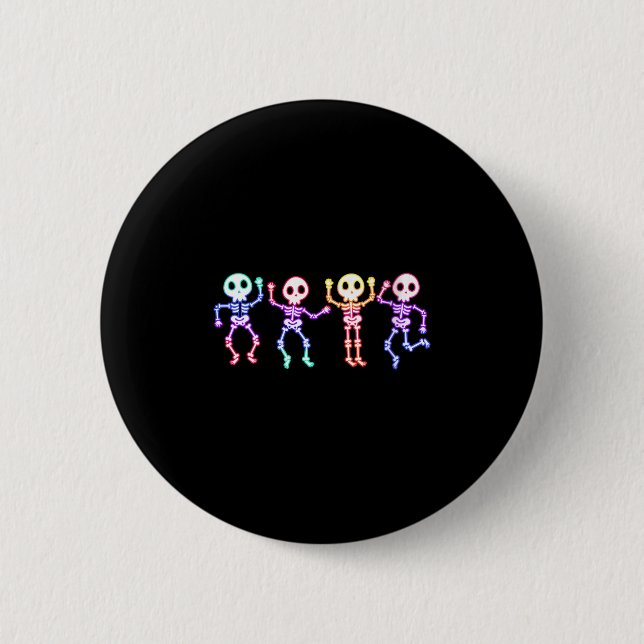 Womens Funny Dancing Skeletons Ghost Glow In The H Button (Vorderseite)