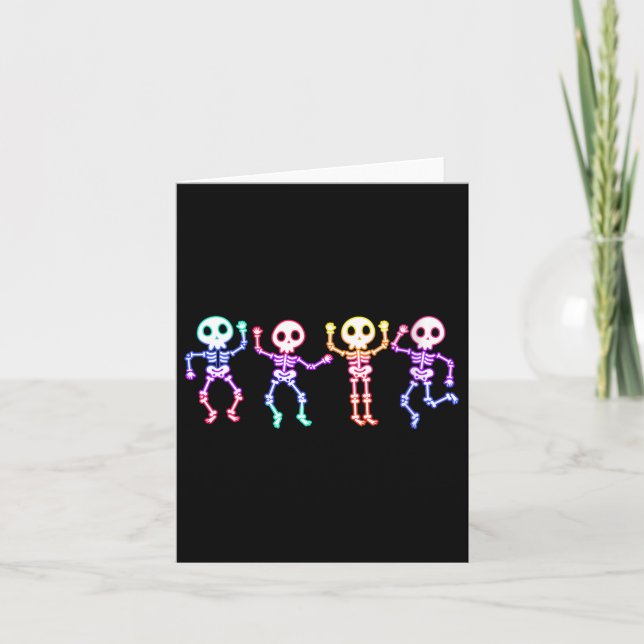 Womens Funny Dancing Skeletons Ghost Glow In The H Karte (Vorderseite)