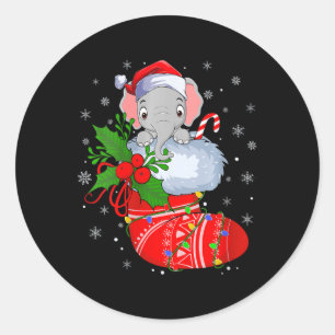 Womens Funny Elephant in Weihnachtssocken Santa Cl Runder Aufkleber