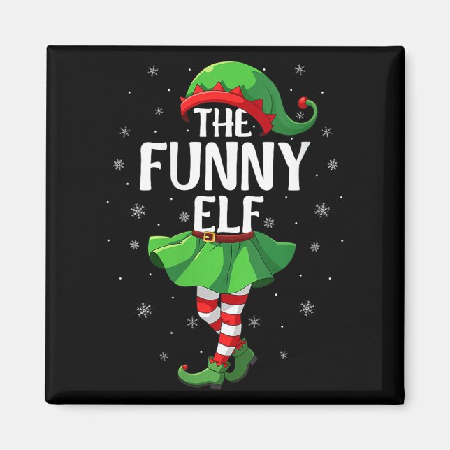 Womens Funny Elf Christmas Girls Women Elf Squad X Magnet (Vorne)
