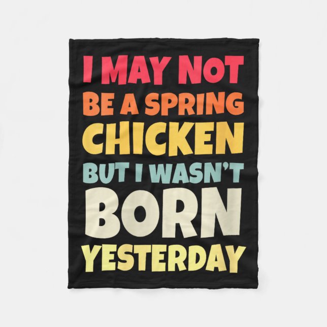 Womens Funny Getting Older Retro Spring Chicken Bi Fleecedecke (Vorderseite)