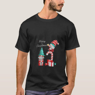 Womens Funny Gnome Christmas V Neck  T-Shirt
