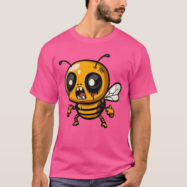 Womens Funny Halloween Honey Bee Zombie Comic VNec T-Shirt (Vorderseite)