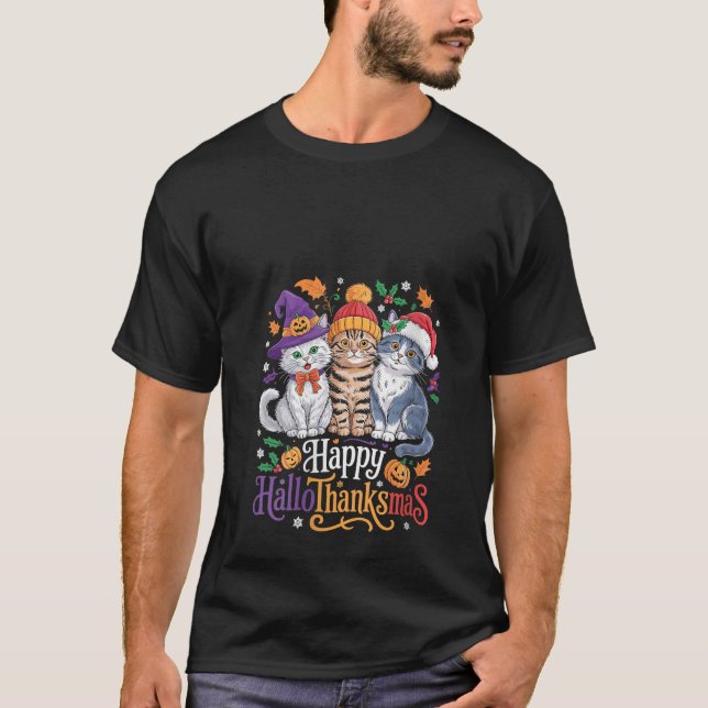 Womens Funny Halloween Thanksgiving Christmas Happ T-Shirt (Vorderseite)